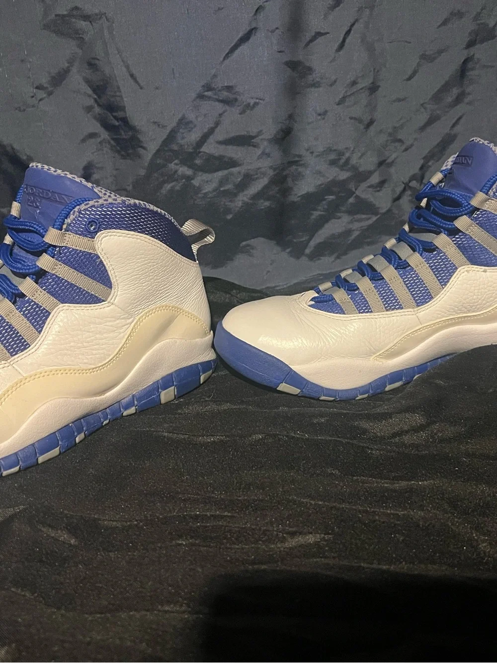 Jordan 10 retro Men's White and Royal Blue High-Top Sneakers